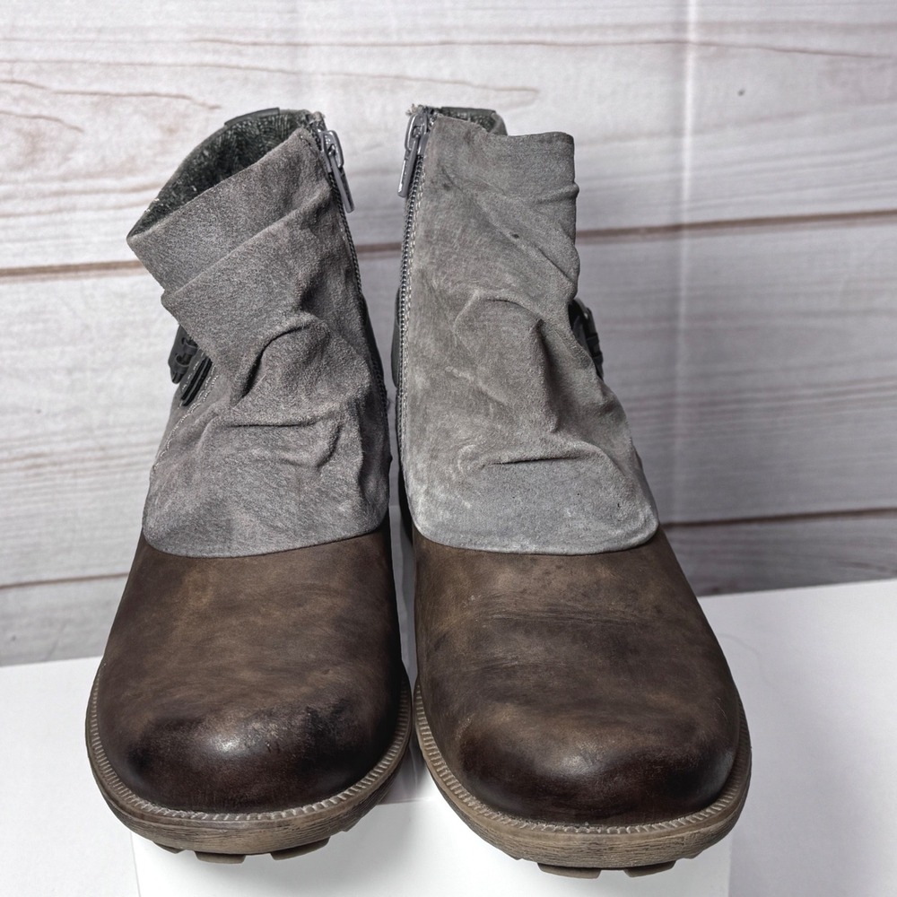 Earth Origins Paige Womens Brown Grey Slouchy Ankle Boots Size 9M comfy Suede - Picture 3 of 6